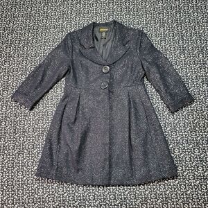 Metrostyle Navy Blue Sparkly Button Wool Pea Coat
